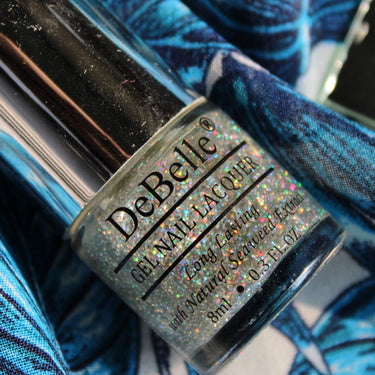 DeBelle Gel Nail Polish Shimmer Top Coat (Holo Shimmer Transparent Nail Paint)|Non UV - Gel Finish |Chip Resistant | Seaweed Enriched Formula| Long Lasting|Cruelty and Toxic Free| 8ml